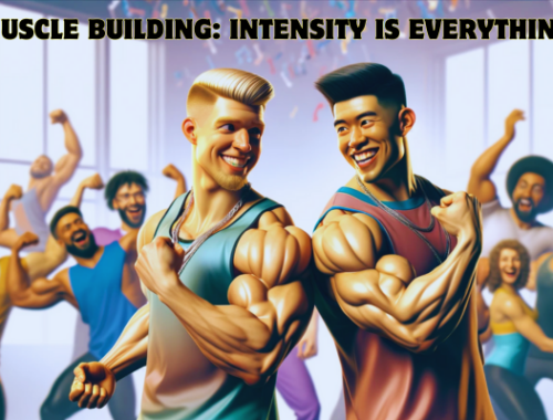 A realistic yet Pixar-style widescreen image featuring two attractive bodybuilders engaging in a friendly competition, striking double biceps poses with big smiles, showcasing their strong and well-developed muscles. The scene captures the spirit of challenge and camaraderie, with the bodybuilders focused on demonstrating who has the stronger and more developed muscles. In the background, a mixed group of fitness enthusiasts (both men and women) are cheering them on, creating an atmosphere of encouragement and sporting enthusiasm in a well-equipped gym setting. https://www.personaltrainerifbb.com/