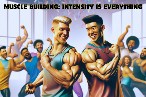 A realistic yet Pixar-style widescreen image featuring two attractive bodybuilders engaging in a friendly competition, striking double biceps poses with big smiles, showcasing their strong and well-developed muscles. The scene captures the spirit of challenge and camaraderie, with the bodybuilders focused on demonstrating who has the stronger and more developed muscles. In the background, a mixed group of fitness enthusiasts (both men and women) are cheering them on, creating an atmosphere of encouragement and sporting enthusiasm in a well-equipped gym setting. https://www.personaltrainerifbb.com/